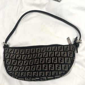 Vintage fendi zucca pochette bag in grey and black
